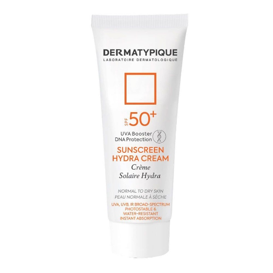 ضد آفتاب بی رنگ درماتیپیک مدل هیدرا مناسب پوست خشک +SPF50