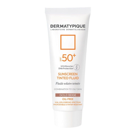 ضد آفتاب رنگی درماتیپیک رنگ بژطلایی مناسب پوست چرب SPF50