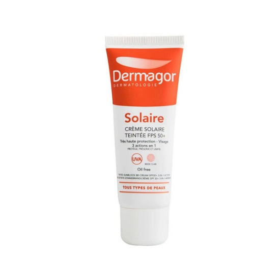 ضد آفتاب رنگی درماگور فاقد چربی 3 در 1 +SPF50