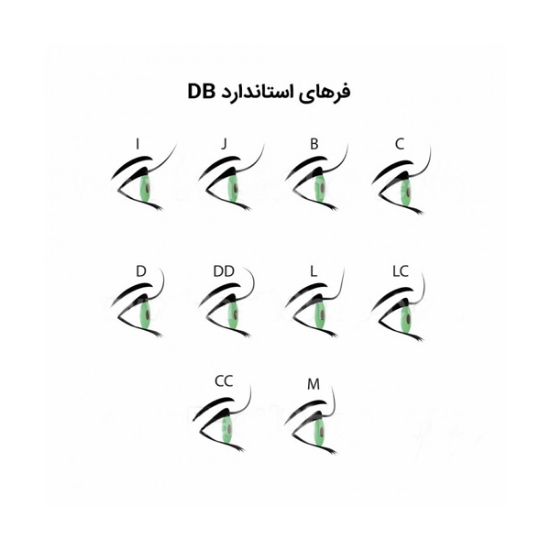 پالت مژه ۱۶ ردیفه DB با فر L ، ضخامت 0.07 و سایز MIX