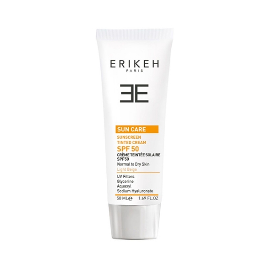 کرم ضد آفتاب اریکه مخصوص پوستهای خشک و نرمال بژ روشن SPF50