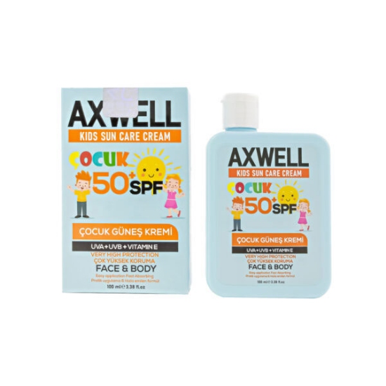 کرم ضد آفتاب کودک اکسول با +SPF50 حاوی ویتامین E حجم 100 میلی لیتر