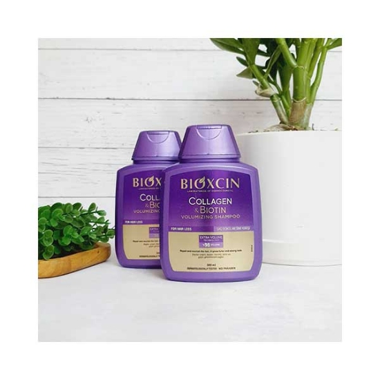 شامپو ضد ریزش مو بیوکسین مدل Bioxcin Collagen کلاژن بنفش حجم 300 میلی لیتر