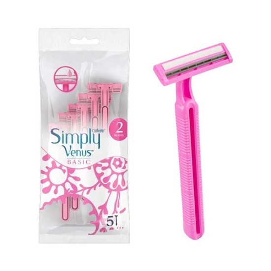 خود تراش ژیلت 2لبه مدل simply venus بسته 5 عددی