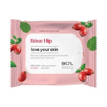 دستمال مرطوب آرایش پاک کن بیول مدل رز هیپ Rose Hip
