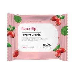 دستمال مرطوب آرایش پاک کن بیول مدل رز هیپ Rose Hip