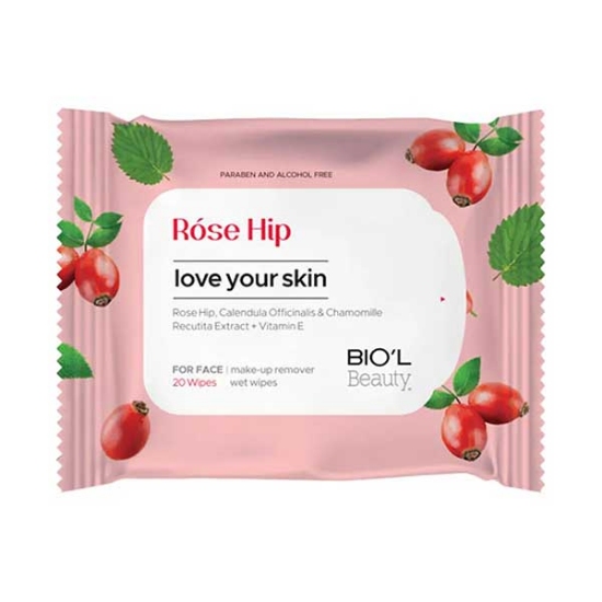 دستمال مرطوب آرایش پاک کن بیول مدل رز هیپ Rose Hip